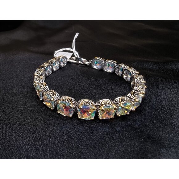 Park Lane Silver-Tone Bracelet With Sparkling Iridescent Crystals & Toggle Clasp - Picture 1 of 8